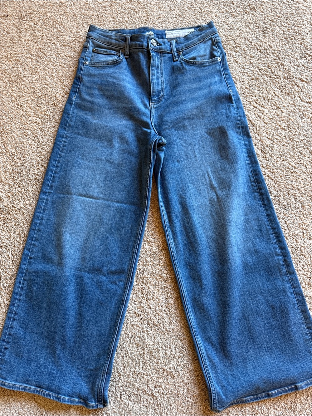 rag & bone Wide-Leg High-Rise Jeans in Blue